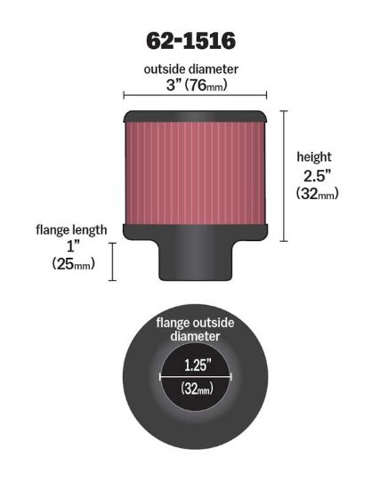 K&N FILTER CRANKCASE VENT FLT.SEE AP - 621516