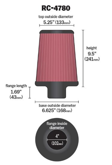 K&N FILTER AIR FILTER SEE APPL.GUIDE - RC4780