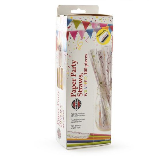NORPRO PAPER PARTY STRAWS  WRAPPED  ASSORT - 4025