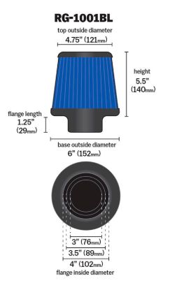 K&N FILTER UNIVERSAL CHROME FILTER - RG1001BL