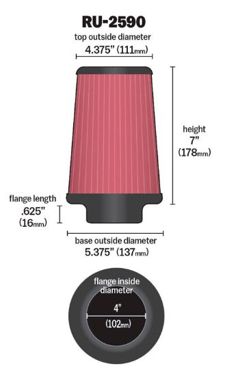 K&N FILTER AIR FILTER SEE APPL.GUIDE - RU2590