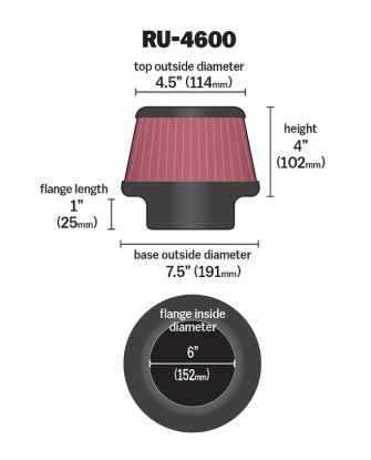 K&N FILTER UNIV RUBBER FILTER - RU4600