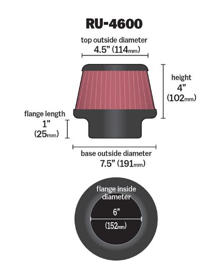 K&N FILTER UNIV RUBBER FILTER - RU4600
