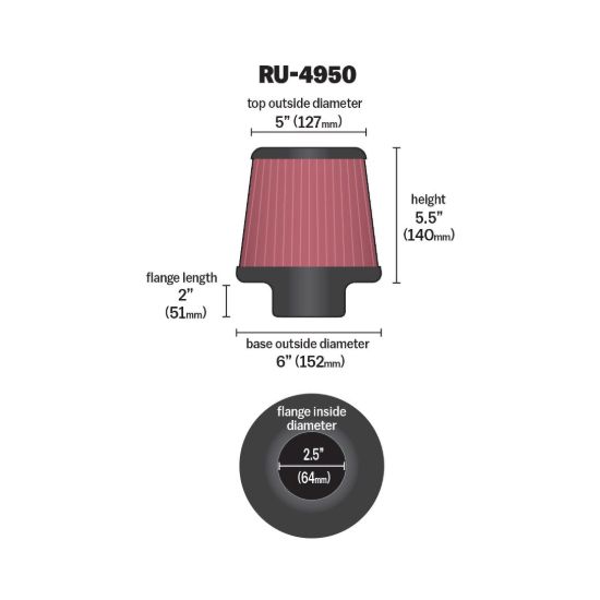 K&N FILTER AIR FILTER SEE APPL.GUIDE - RU4950