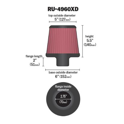 K&N FILTER UNIV X-STREAM CLAMP - RU4960XD
