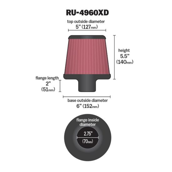 K&N FILTER UNIV X-STREAM CLAMP - RU4960XD