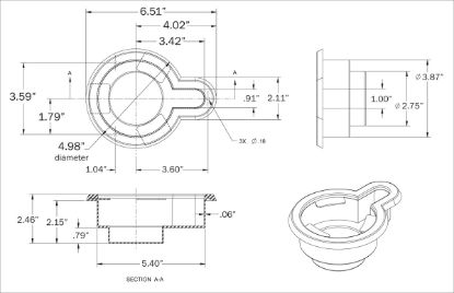 OPTRONICS CUPHOLDER DROP-IN W/HNDL CAV - 09017101B
