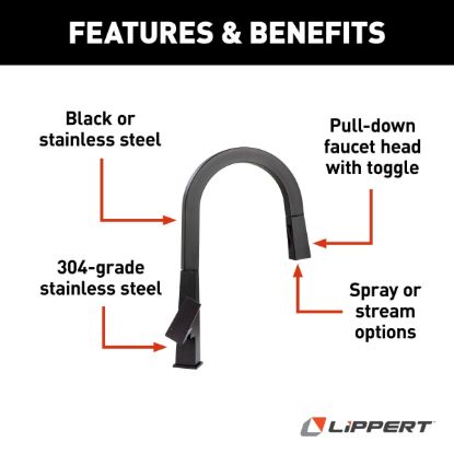 LIPPERT COMP PULL-DOWN FAUCET-BLACK MATTE - 2021090602