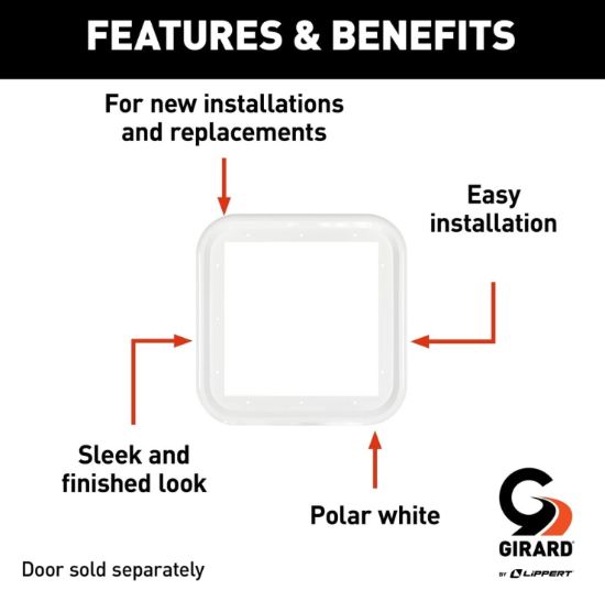 LIPPERT COMP DOOR TRIM RING - WHITE (SMALL DOOR - 2022107547