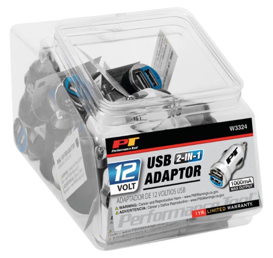 PERFORM TOOL DUAL 12V USB ADAPTOR - W3324
