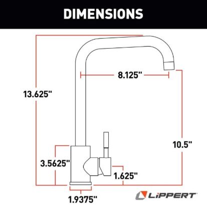 LIPPERT COMP SQUARE GOOSENECK FAUCET - CHAMPAGNE - 2024000066