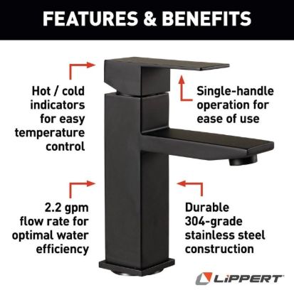 LIPPERT COMP BATHROOM FAUCET - BLACK MATTE - 2024025313