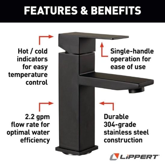 LIPPERT COMP BATHROOM FAUCET - BLACK MATTE - 2024025313