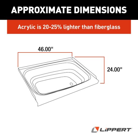 LIPPERT COMP WHITE 24X46 RIGHT HAND TU - 209683