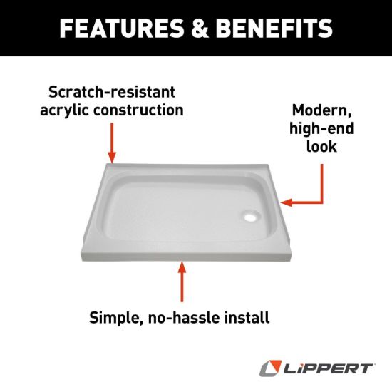 LIPPERT COMP WHITE 24X32 RH SHOWER PAN - 210371