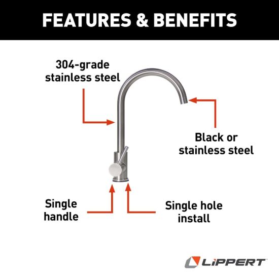 LIPPERT COMP STAINLESS STEEL CURVED GOOSENECK FA - 719324