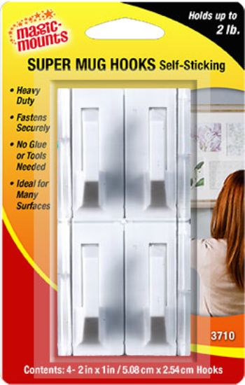 MAGIC MOUNTS SUPER MUG HOOK 4/PK WHT - 3710
