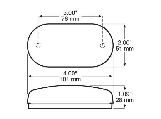 PETERSON MFG LED M/C PC MV OBLG 4.125'X2' - M35RMV