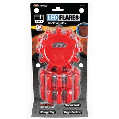PERFORM TOOL 3-PK LED ROAD FLARES W/BAG - W2383