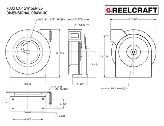 REELCRAFT SA HOSE REEL  3/8 X 25FT - 4625OLP