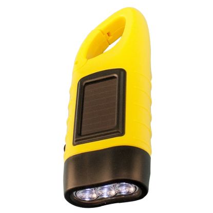 READY AMER HANDCRANK FLASHLIGH W/SOLAR PANEL - 11016