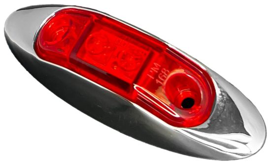 RV DESIGNER RED OBLONG W/ CHROME BEZEL LED MARK - L933