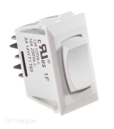 RV DESIGNER 10A WHITE ROCKER SWITCH - S345
