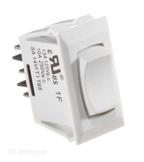 RV DESIGNER 10A WHITE ROCKER SWITCH - S345