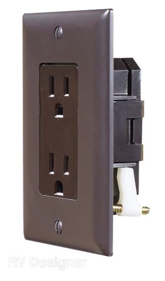 RV DESIGNER DUAL OUTLET W/COVER-PLATE - S815
