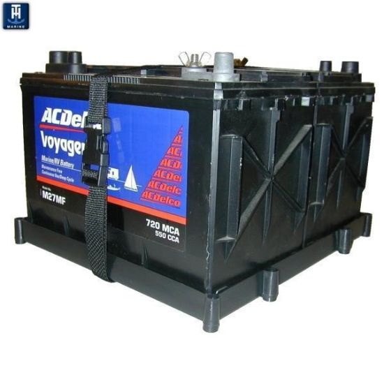 T-H MARINE DUAL BATTERY TRAY W/ POLY STRAP - DBH27PDP
