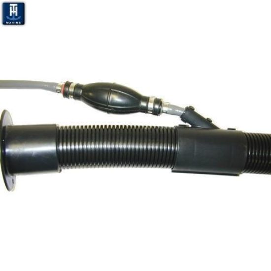 T-H MARINE 2' BLK RIGGING FLANGE W/ FUEL HOSE - RFFHP1DP