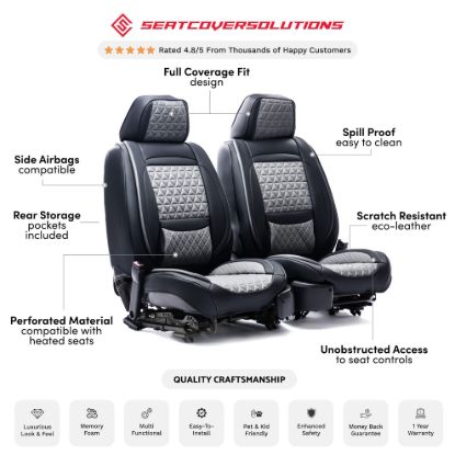 SEAT CVR SOL BUNDLE 1 FULL  FRNT & REAR BLK/GRY - 01SBG
