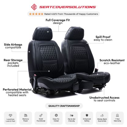 SEAT CVR SOL BUNDLE 1 FULL  FRNT & REAR BLK - 01SBL
