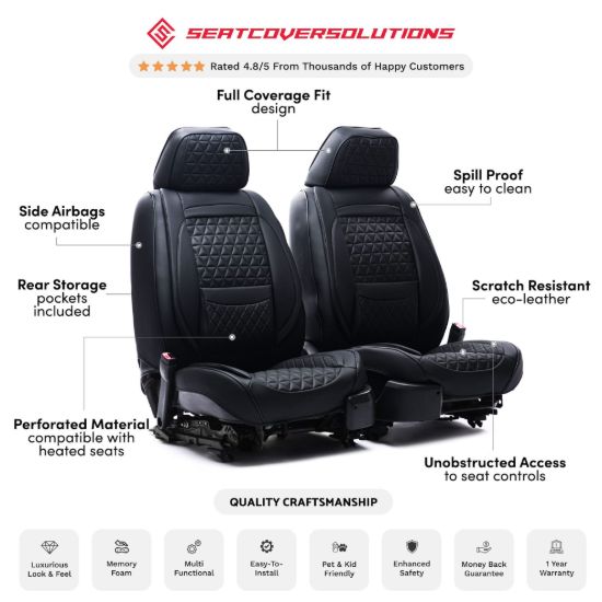 SEAT CVR SOL BUNDLE 5 FULL  FRNT & REAR BLK - 05SBL