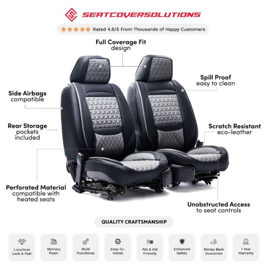 SEAT CVR SOL BUNDLE 12 FULL  FRNT & REAR BLK/GRY - 12SBG