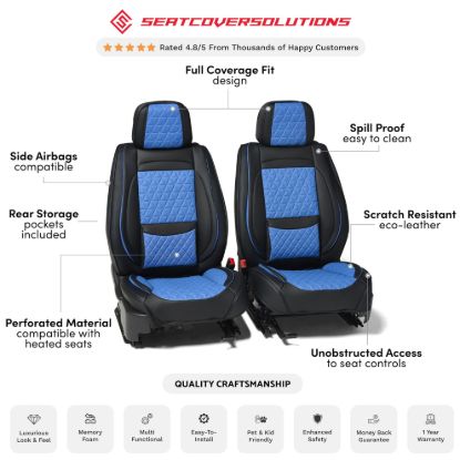 SEAT CVR SOL BUNDLE F FRNTS ONLY BLK/BLUE - FFFBB