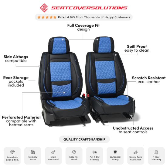 SEAT CVR SOL BUNDLE F FRNTS ONLY BLK/BLUE - FFFBB