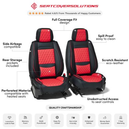 SEAT CVR SOL BUNDLE F FRNTS ONLY BLK/RED - FFFBR