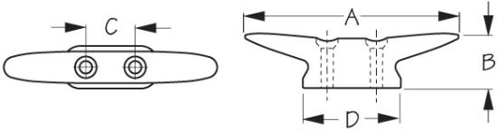SEA DOG BRASS CLOSED BASE CLEAT 3' - 042103