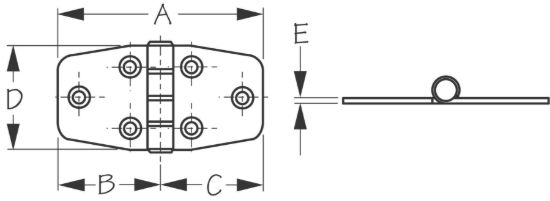 SEA DOG SS DOOR HINGE 1-1/2' X 2-7/8' - 2015301