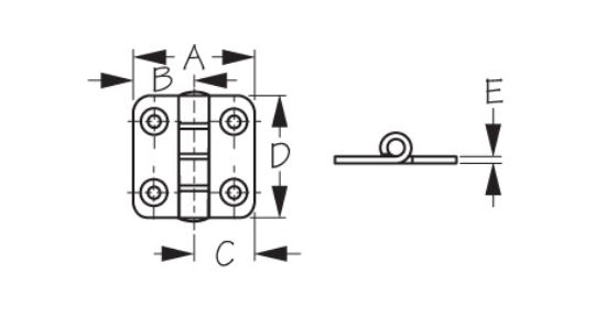 SEA DOG STAINLESS BUTT HINGE 1-3/8' X - 2015801