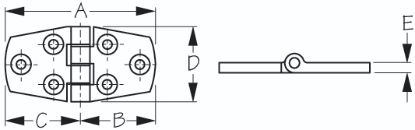 SEA DOG SS DOOR HINGE 1-1/2' X 3' - 2054101
