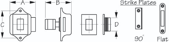 SEA DOG PUSH BUTTON RIM LATCH - SQUARE - 2253101