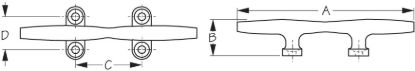 SEA DOG STAINLESS OPEN BASE CLEAT 6' - 416061