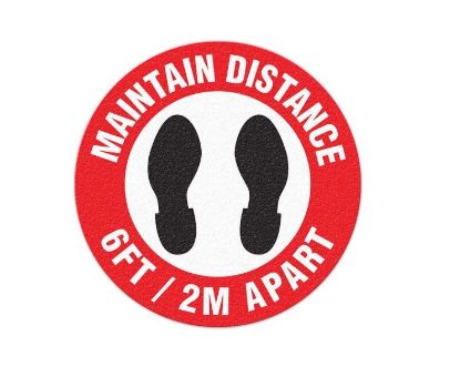 TOP TAPE MAINTAIN DISTANCE FLOOR SIGN (17  D - FS1045V
