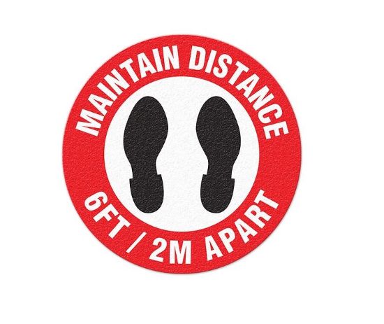 TOP TAPE MAINTAIN DISTANCE FLOOR SIGN (17  D - FS1045V