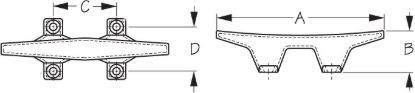 SEA DOG CHROME ZINC 4-HOLE CLEAT 4-1/2 - 441041