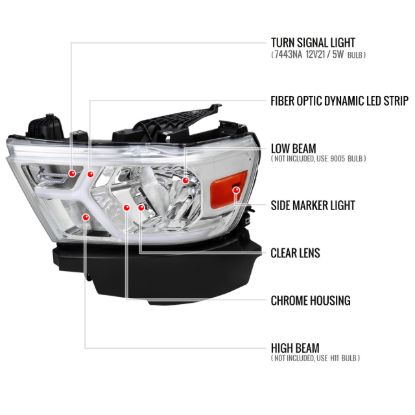 SPEC-D TUNIN 1500 DRL LED BAR HEADLIGHTS CHROME - AM1915G3RS