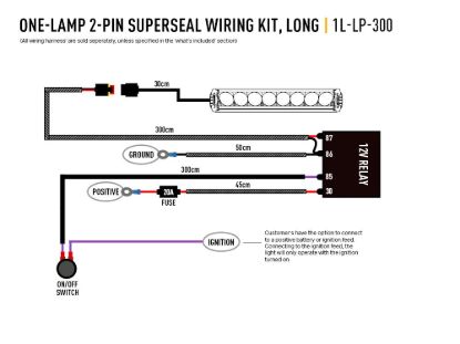 TRIPLERLIGHT LONG' ONE-LAMP HARNESS KIT (LOW POW - 1LLP300