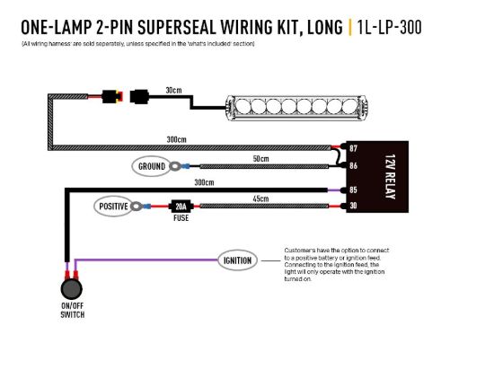 TRIPLERLIGHT LONG' ONE-LAMP HARNESS KIT (LOW POW - 1LLP300